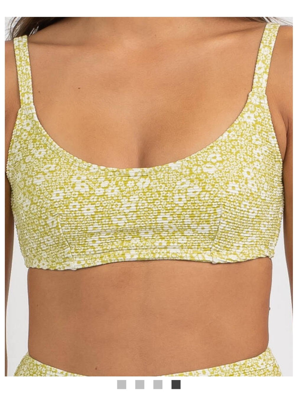 Billabong Green Floral Scoop Bikini Top